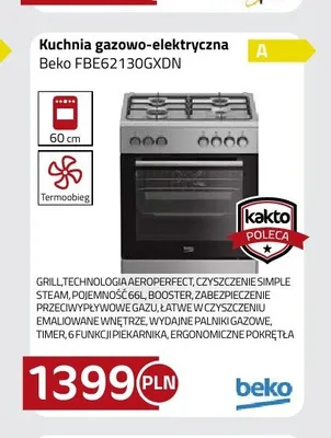 Kuchnia gazowo-elektryczna Beko FBE62130GXDN promocja w kakto.pl