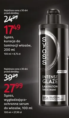 Kuracja do laminacji włosów Syoss Intense Glaze Lamination Treatment promocja w Rossmann