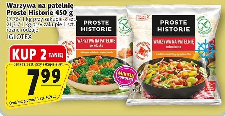 Warzywa na patelnię Proste Historie różne rodzaje promocja w Prim Market