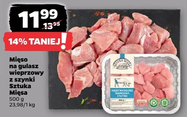 Mięso na gulasz wieprzowy z szynki Sztuka Mięsa promocja w Netto