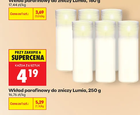 Wkład parafinowy do zniczy Lumia promocja w Biedronka
