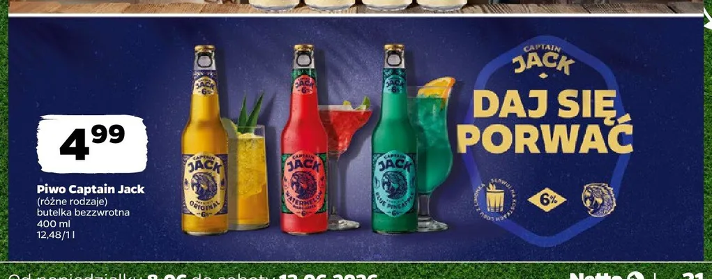 Piwo Captain Jack Watermelon 400 ml promocja w Netto