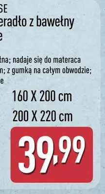 Prześcieradło z bawełny reinforce 200x220 cm promocja w Aldi
