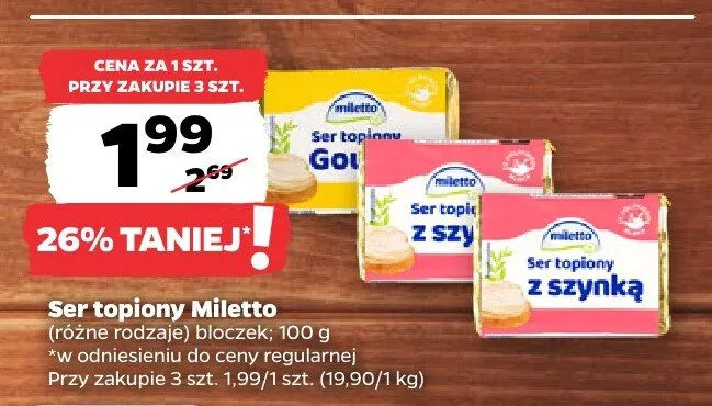 Ser topiony Miletto z szynką promocja w Netto
