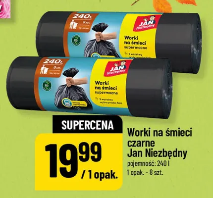 Worki na śmieci czarne Jan Niezbędny 240 l promocja w POLOmarket