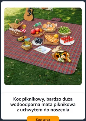 Koc piknikowy bardzo duża wodoodporna mata piknikowa z uchwytem do noszenia promocja w Amazon
