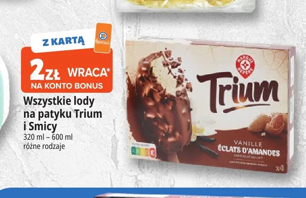 Lody na patyku Trium Vanille promocja w Leclerc