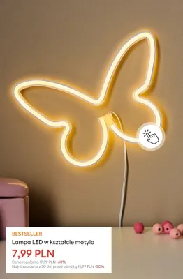 Lampa LED w kształcie motyla promocja w Sinsay