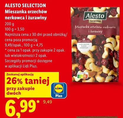 Mieszanka orzechów nerkowca i żurawiny Alesto Selection promocja w Lidl