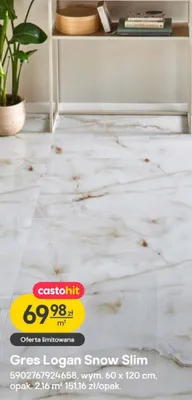 Płytki Gres Logan Snow Slim 60x120 cm promocja w Castorama