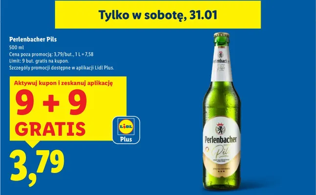 Piwo Perlenbacher Pils 9+9 GRaTIS promocja w Lidl
