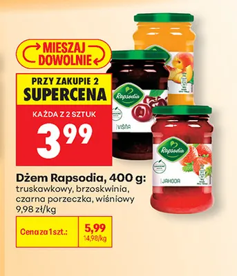 Dżem Rapsodia brzoskwinia promocja w Biedronka