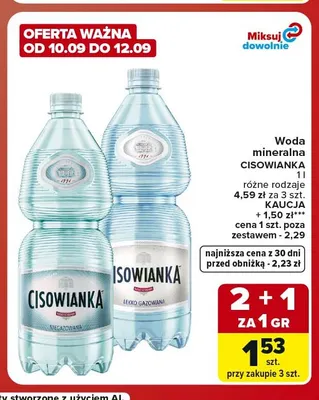 Woda mineralna gazowana Cisowianka lekko promocja w Carrefour Market