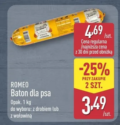 Baton dla psa Romeo z wołowiną promocja w Aldi
