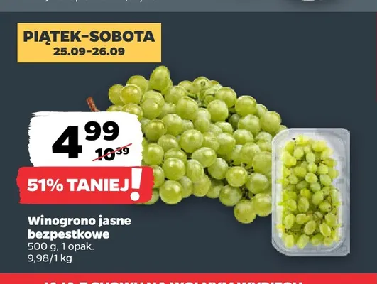Winogrona jasne bezpestkowe Netto promocja w Netto