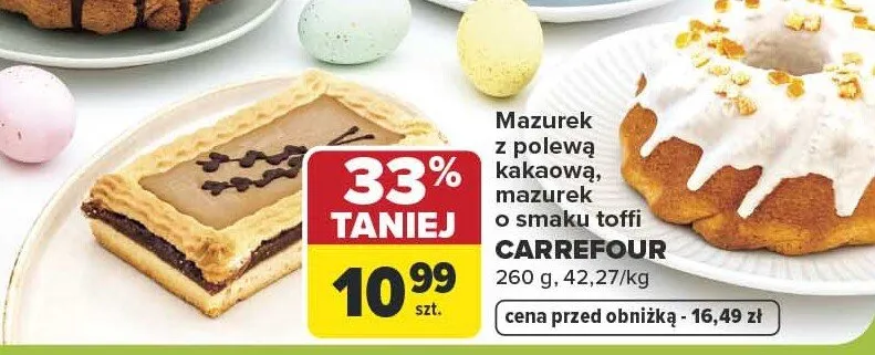 Mazurek z polewą kakaową, mazurek o smaku toffi promocja w Carrefour