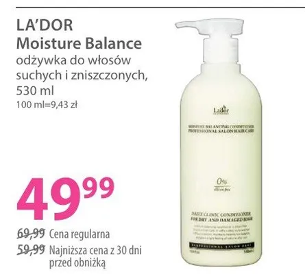 Odżywka do włosów suchych i zniszczonych Moisture Balance promocja w Hebe