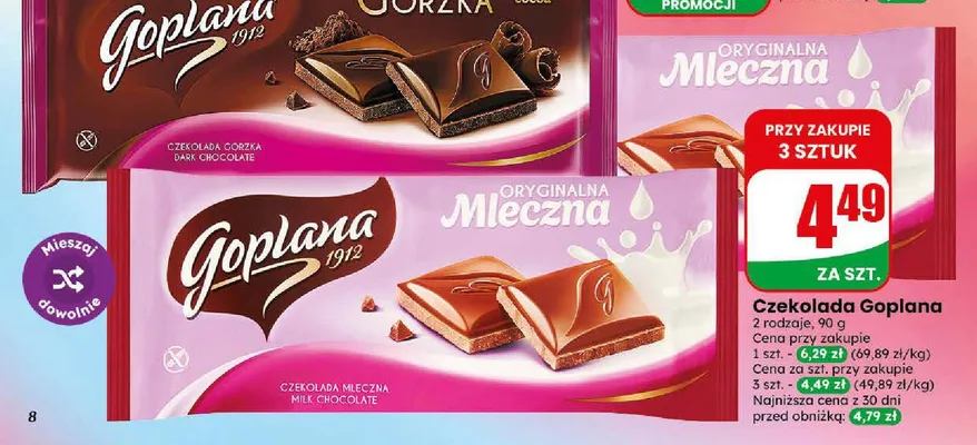 Czekolada mleczna Goplana Oryginalna promocja w Dino