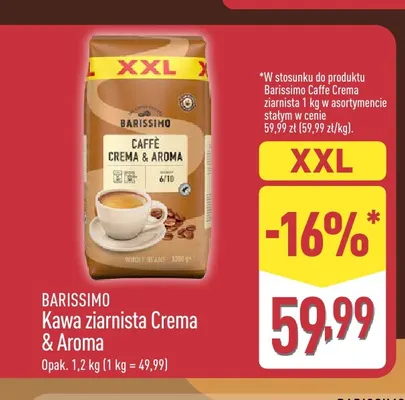 Kawa ziarnista Crema & Aroma Barissimo promocja w Aldi