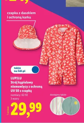 Strój kąpielowy niemowlęcy z ochroną UV 50 z czapką LUPILU promocja w Lidl