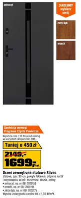Drzwi zewnętrzne stalowe Silves promocja w OBI