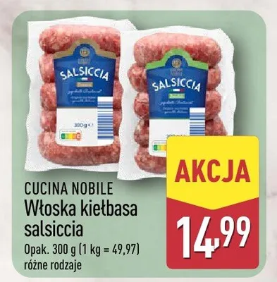 Włoska kiełbasa salsiccia różne rodzaje promocja w Aldi