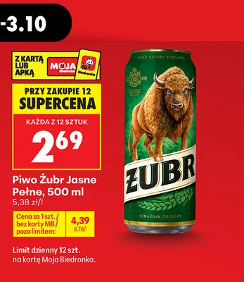 Piwo Żubr promocja w Biedronka