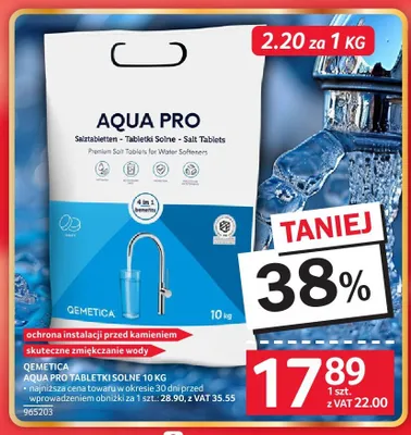 Tabletki solne QEMETICA Aqua Pro 10kg promocja w Selgros