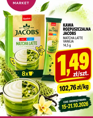 Kawa rozpuszczalna Jacobs Matcha Latte Vanilia promocja w emma MARKET