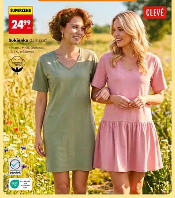 Sukienka damska Clevé różowa promocja w Biedronka