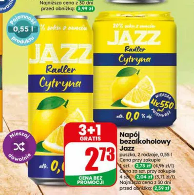 Napój bezalkoholowy Jazz Radler Cytryna promocja w Dino