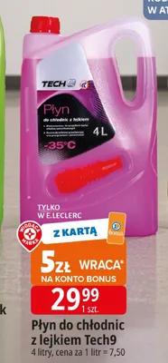 Płyn do chłodnic z lejkiem Tech9 -35°C 4l promocja w Leclerc