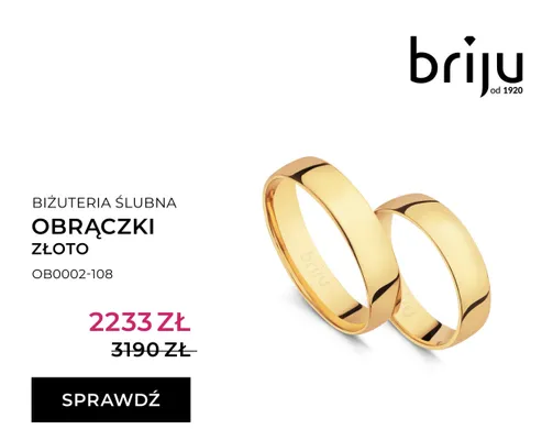 Obrączki ślubne złoto promocja w Briju