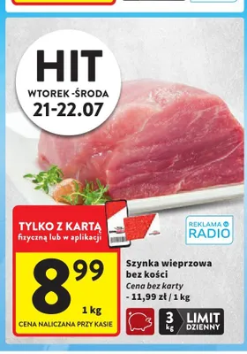 Szynka wieprzowa bez kości promocja w Intermarche