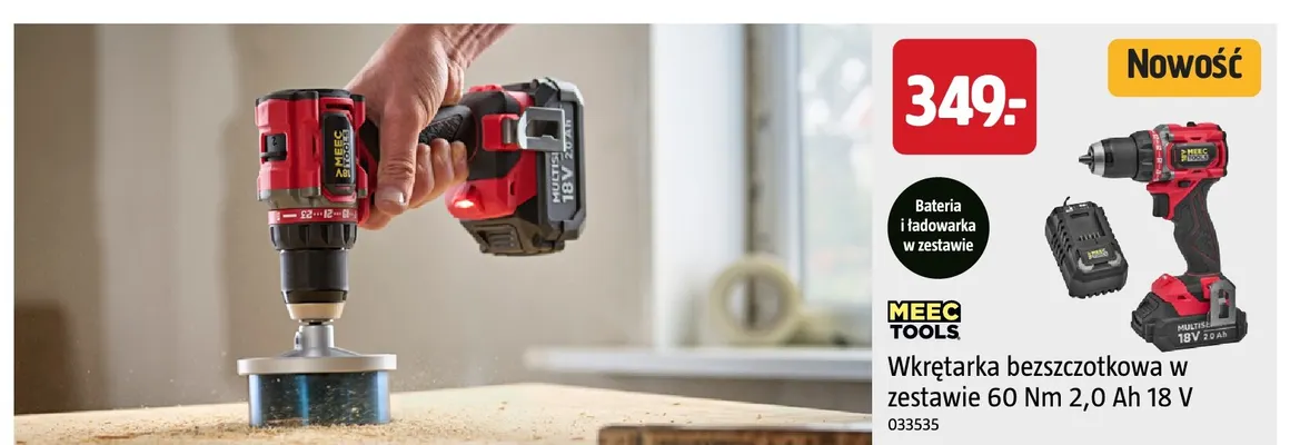 Wkrętarka bezszczotkowa w zestawie Meec Tools promocja w Jula