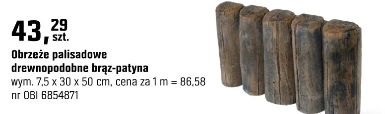 Obrzeże palisadowe drewnopodobne brąz-patyna promocja w OBI