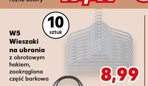 Wieszaki na ubrania z obrotowym hakiem zaokrąglona część barkowa W5 10-pak promocja w Kaufland