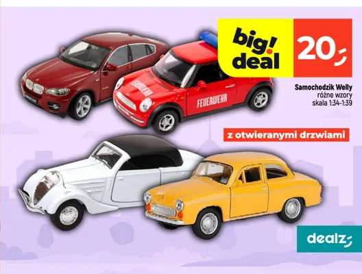 Samochodzik Welly skala 1:34-1:39 z otwieranymi drzwiami promocja w Dealz