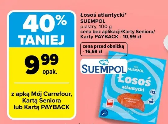 Łosoś atlantycki promocja w Carrefour Market