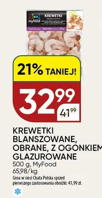 Krewetki blanszowane obrane z ogonkiem glazurowane MyFood promocja w Chata Polska