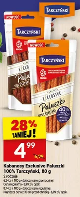 Kabanosy Exclusive Paluszki 100% Tarczyński promocja w Twój Market