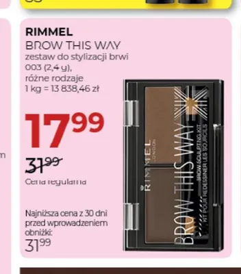 Zestaw do stylizacji brwi Brow This Way 003 Rimmel promocja w Drogerie Jawa