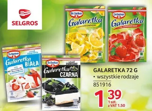 Galaretka Dr. Oetker 72g - różne rodzaje promocja w Selgros