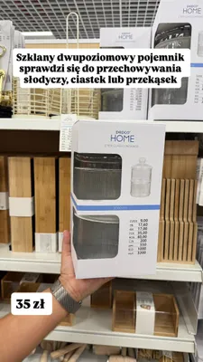 Szklany dwupoziomowy pojemnik Pepco Home promocja w Pepco