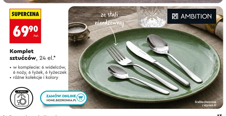 Komplet sztućców 24 el. Ambition promocja w Biedronka
