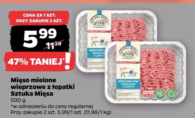 Mięso mielone wieprzowe z łopatki Sztuka Mięsa promocja w Netto