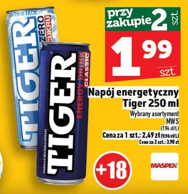 Napój energetyczny tiger promocja w TOPAZ