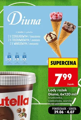 Lody rożek Diuna 6-pak promocja w Biedronka