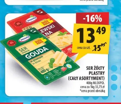 Ser gouda w plastrach Mlekpol promocja w Arhelan