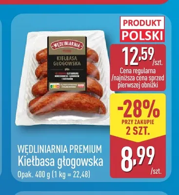 Kiełbasa głogowska Wędliniarnia Premium promocja w Aldi